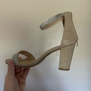 Windsor size 7.5 rose gold/champagne glitter heeled sandals